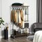Rustic Brown Farmhouse 5 Tier Laundry Pipe Garment Rack with Wheels Industrial Storage Organizer
